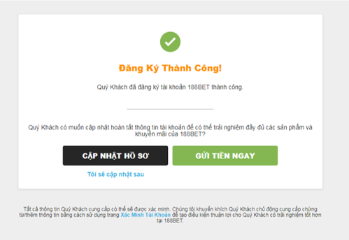 Cách đăng ký 188bet nhận ngay thưởng lên đến 1,5tr VNĐ 4 đăng ký 188bet thành công